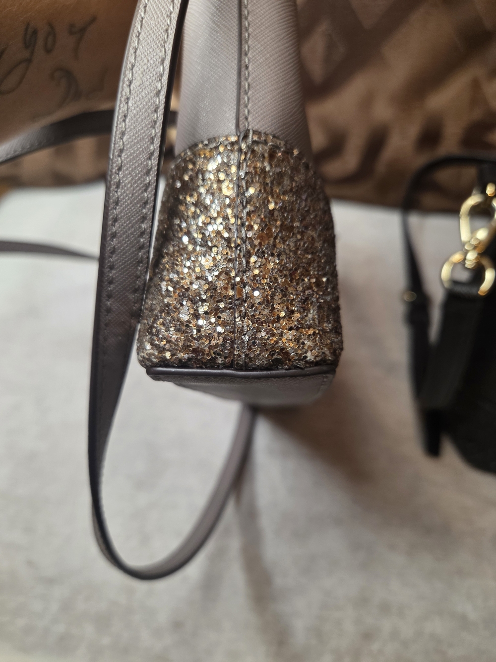 Kate Spade Black Tote & Taupe Crossbody with Glitter Trim-Lot Of 2 - Picture 4 of 13
